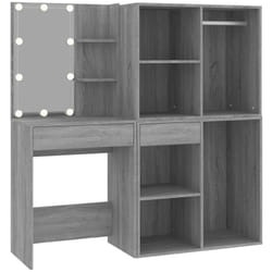 Coiffeuse à led design avec armoires 60 x 40 x 140 cm gris bois d'ingénierie