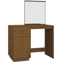 Helloshop26 - Coiffeuse table de maquillage design meuble mobilier de chambre marron miel 95 x 50 x 134 cm bois de pin massif