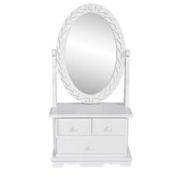 Coiffeuse avec miroir pivotant 26 x 13 x 50 cm ovale MDF blanc
