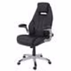 Fauteuil de bureau sur roulettes en synthetique noir ergonomique