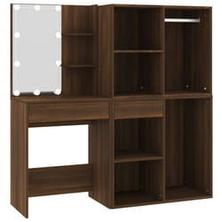 Coiffeuse table de maquillage design meuble mobilier de chambre 60 x 40 x 140 cm a led avec armoires chene bois d ingeni