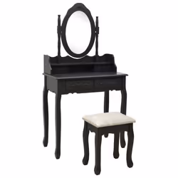 Ensemble de coiffeuse avec tabouret 75 x 69 x 140 cm noir