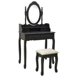 Ensemble de coiffeuse avec tabouret 75 x 69 x 140 cm noir