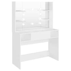 Table de maquillage avec eclairage led 100 x 40 x 135 cm MDF blanc