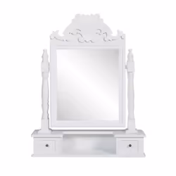 Coiffeuse avec miroir pivotant 60 x 125 x 74 cm rectangulaire MDF blanc