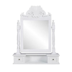 Coiffeuse avec miroir pivotant 60 x 125 x 74 cm rectangulaire MDF blanc