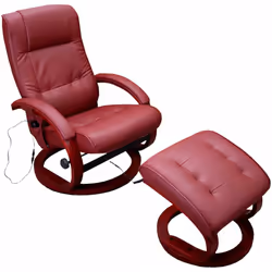 Fauteuil TV de massage relax fonction massage avec repose pieds synthétique bordeaux Tabouret inclus La chaise peut être tour ...