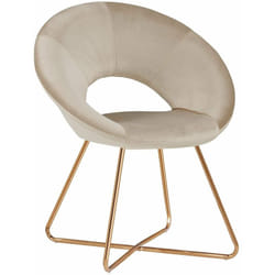 Fauteuil chaise lounge design en velours crème pieds en métal FAL09037