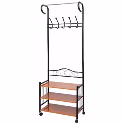 Porte-manteau en métal penderie 186x65x34cm en MDF et métal Les différents compartiments de rangement généreusement conçus of ...