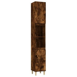 Armoire de bain 30 x 30 x 190 cm bois d ingenierie chene fume