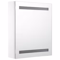 Armoire de salle de bain - LED - 50x135x60 cm - Blanc et Argent - 3 étagères - Miroir