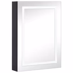 Armoire de salle de bain - LED - 50x13x70 cm - MDF noir - 3 étagères - Éclairage doux