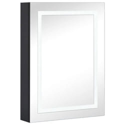 Armoire de salle de bain - LED - 50x13x70 cm - MDF noir - 3 étagères - Éclairage doux