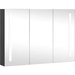 Helloshop26 - Armoire de salle de bain à miroir led 89 x 14 x 62 cm noir