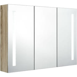 Helloshop26 - Armoire de salle de bain à miroir led 89 x 14 x 62 cm chêne