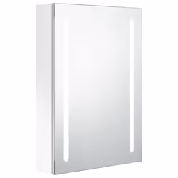 Armoire de salle de bain - LED - Blanc brillant - 50 x 13 x 70 cm - 3 étagères - Miroir intégré