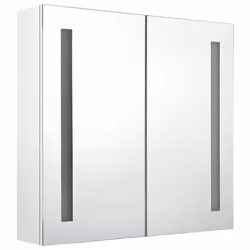 Armoire de salle de bain - LED - Blanc brillant - 62 x 14 x 60 cm - 3 étagères - Miroir