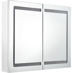 Helloshop26 - Armoire de salle de bain à miroir led 80 x 12 x 68cm blanc brillant