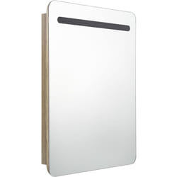 Helloshop26 - Armoire de salle de bain à miroir led 60 x 11 x 80 cm beige