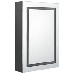 Armoire de salle de bain - LED - Gris - 50 x 13 x 70 cm - 3 étagères - Miroir