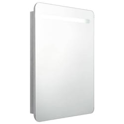 Armoire de salle de bain - LED - 60x11x80 cm - Gris - MDF mélaminé - 2 étagères