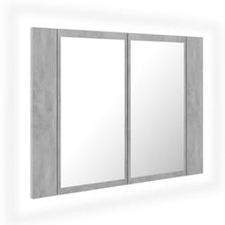 Helloshop26 - Armoire de salle de bain à miroir 60 x 12 x 45 cm led gris béton acrylique