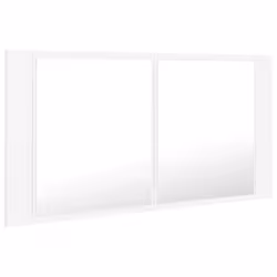 Armoire salle de bain - LED - Blanc - 90 x 12 x 45 cm - Miroir acrylique - Design contemporain