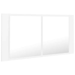 Armoire salle de bain - LED - Blanc - 90 x 12 x 45 cm - Miroir acrylique - Design contemporain