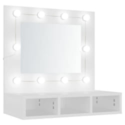 Armoire à miroir avec LED - Blanc - 60 x 315 x 62 cm - Bois dingénierie - Installation murale ou sur table
