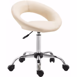Tabouret à roulette avec dossier Coussin de siège en synthétique Hauteur réglable Structure en métal chromé Tourne à 360 degr ...