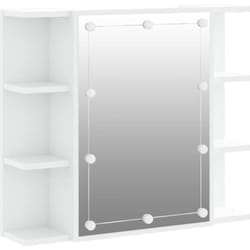 Helloshop26 - Armoire à miroir avec led 70 x 16,5 x 60 cm blanc brillant