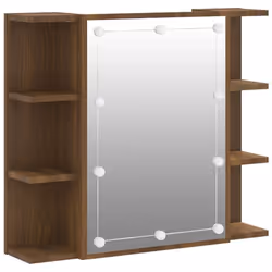 Armoire à miroir - LED - Chêne marron - 70x165x60 cm - Meuble de salle de bain - Contemporain