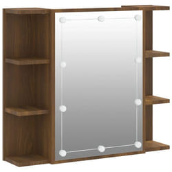 Armoire à miroir - LED - Chêne marron - 70x165x60 cm - Meuble de salle de bain - Contemporain