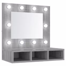 Armoire à miroir avec LED - Gris - 60 x 315 x 62 cm - Bois dingénierie - Installation murale ou sur table