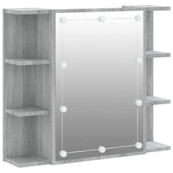 Armoire de salle de bain - Meuble de salle de bain - Miroir LED - 70 x 165 x 60 cm - Gris - Contemporain