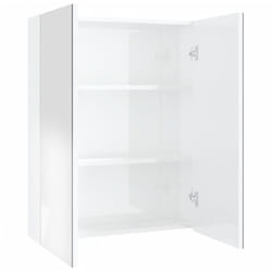 Helloshop26 - Armoire à miroir de salle de bain 60 x 15 x 75cm mdf blanc brillant