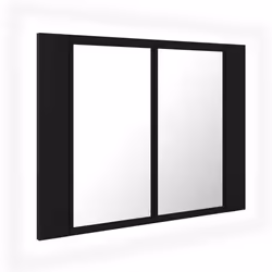Armoire à miroir - LED - Noir - 60 x 12 x 45 cm - Bois dingénierie - Contemporain