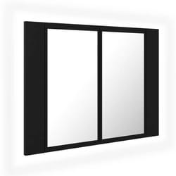 Armoire à miroir - LED - Noir - 60 x 12 x 45 cm - Bois dingénierie - Contemporain