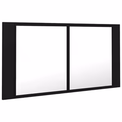 Armoire à miroir - LED - Noir - 90 x 12 x 45 cm - Bois dingénierie - Design contemporain