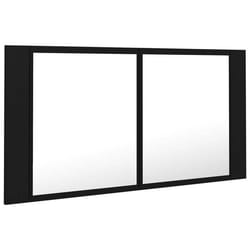Armoire à miroir - LED - Noir - 90 x 12 x 45 cm - Bois dingénierie - Design contemporain