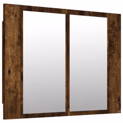 Armoire à miroir LED - Chêne Fumé - 60 x 12 x 45 cm - 2 portes - Bois dingénierie - Salle de bain