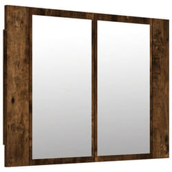Armoire à miroir LED - Chêne Fumé - 60 x 12 x 45 cm - 2 portes - Bois dingénierie - Salle de bain