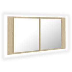 Helloshop26 - Armoire à miroir à led de bain 90 x 12 x 45 acrylique chêne