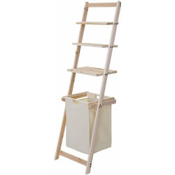 Décoshop26 - Porte serviette étagère échelle avec paner à linge en bois 152x41x35cm SDB04034