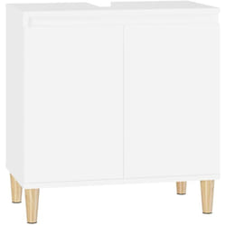 Helloshop26 - Meuble d'évier sous lavabo salle de bain 58 x 33 x 60 cm bois d'ingénierie blanc