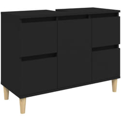 Helloshop26 - Meuble d'évier 80 x 33 x 60 cm bois d'ingénierie noir