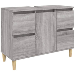 Helloshop26 - Meuble d'évier sous lavabo salle de bain 80 x 33 x 60 cm bois d'ingénierie gris