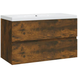 Meuble lavabo avec bassin intégré 80 x 38,5 x 45 cm bois d'ingénierie marron