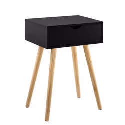 Petite table avec tiroir table de nuit table de chevet commode meuble de rangement pieds de table en pin 60 cm noir