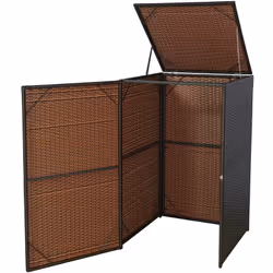 Abri de poubelle extérieur conteneur à ordures en rotin poly marron 120 litres Pour poubelles d'une capacité maximale de 120  ...